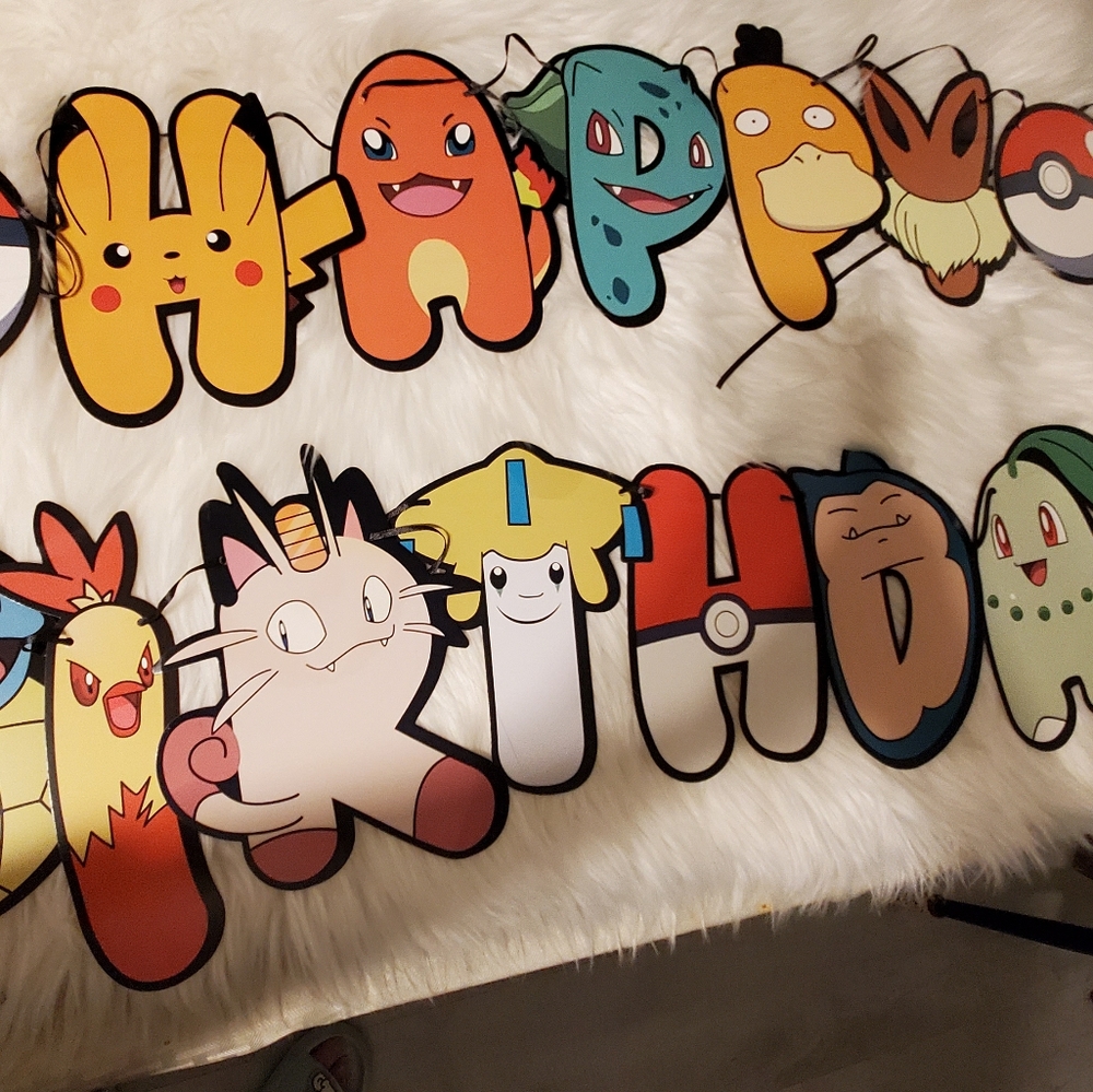 🌷3/$15 Colorful Pokémon Kids Birthday Banner GUC